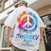 Lato Nowy Casualowy Luźny T-shirt z Krótkim Rękawem Męska Moda Luźny Nadruk Duży 8XL Hip Hop Odzież dla Pary Pół Rękawa Bawełniany Top
