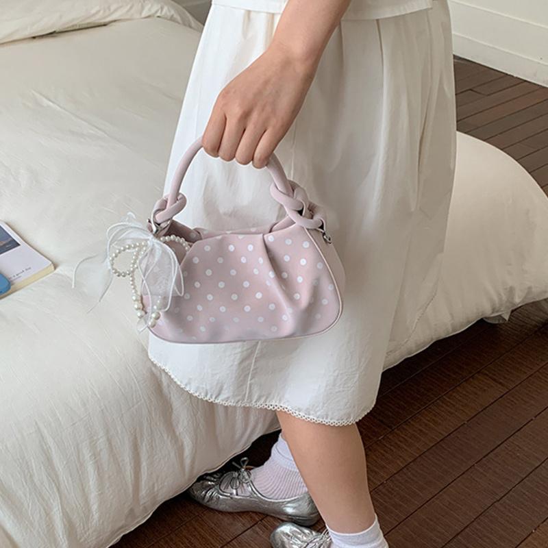 Fashion Wrinkled Cloud Bag Polka Dot PU Leather Crossbody Bag Stylish Small Shoulder Bag For Women Daily Use