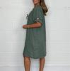 Women's Casual Sundress Beach Dress For Women 3/4 Sleeve Dress V Neck Loose Dresses Midi Dress