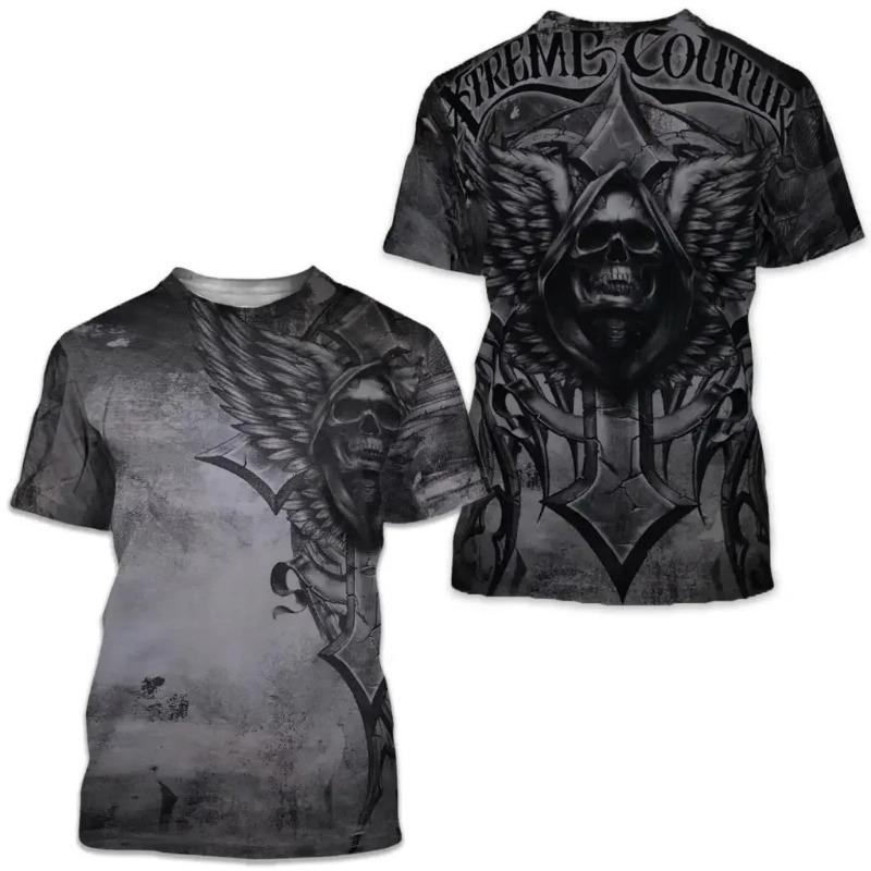 Retro and Old 3D Digital Printing Men's Loose Casual Short-sleeved Crew Neck T-shirt