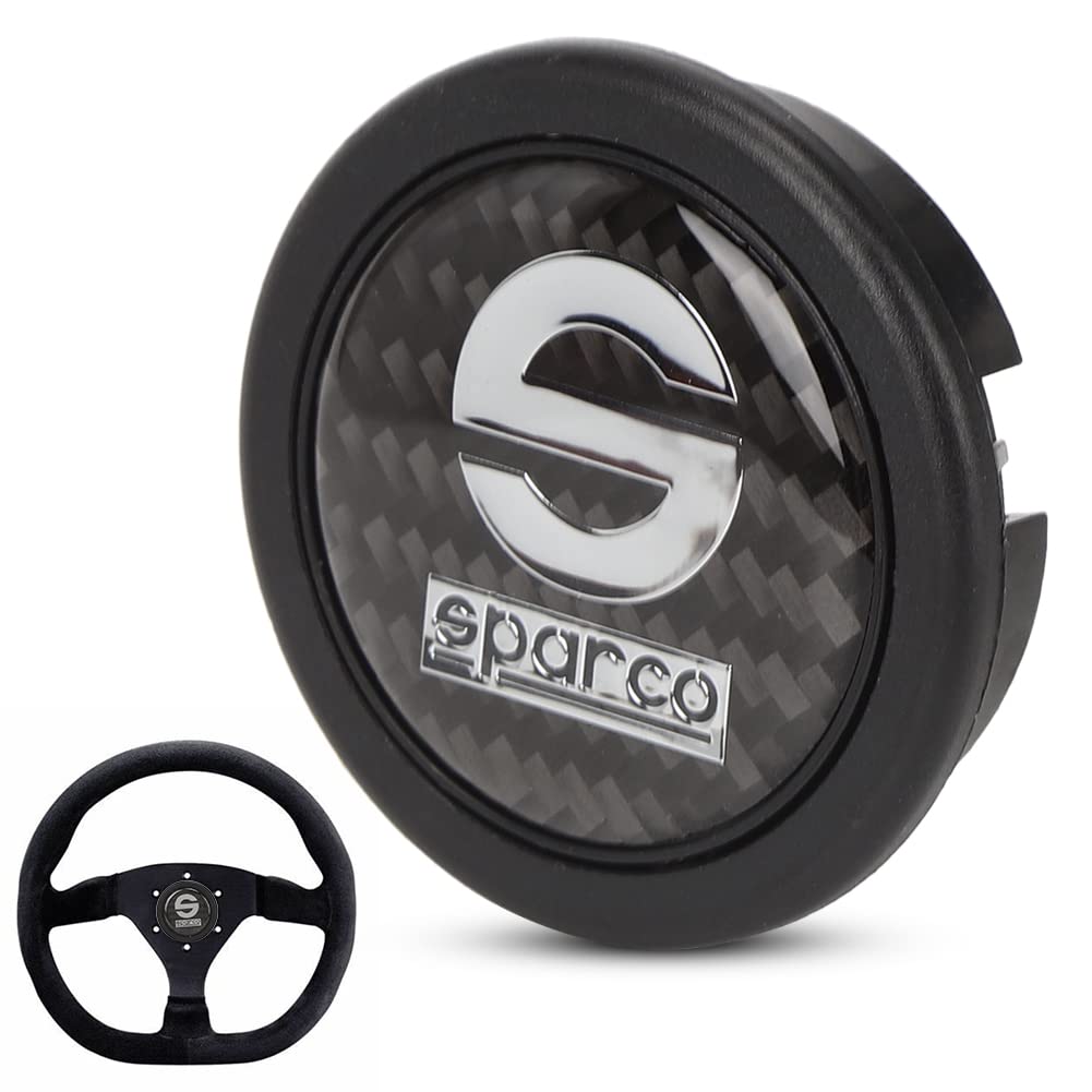 Car Steering Wheel Horn Button, 6 Hole Carbon Fiber External Horn Button Kit for Sparco Steering Wheel Car Modification Parts