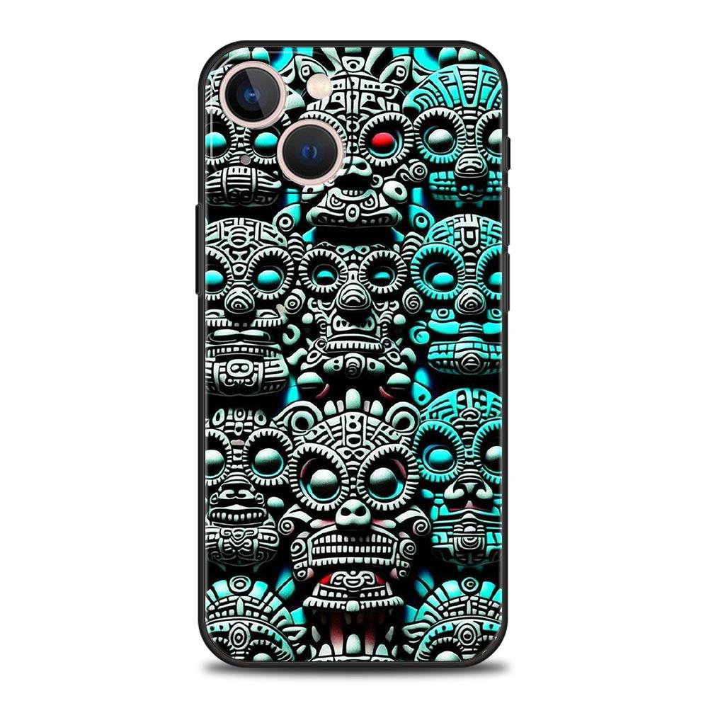 Vintage Totem Painting Phone Case Cover for iPhone 17 16 15 14 13 12 11 Pro Max 17 Air Plus Shockproof Soft TPU Shell Fundas Bag