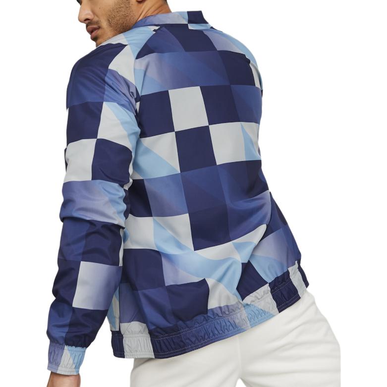 Puma Logo Print Plaid Comfortable Breathable Jacket Men Jackets Blue 769468-13
