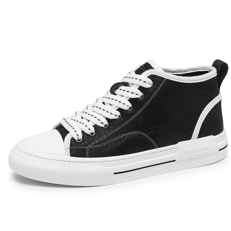 Fashion High Quality Men Casual Leather Shoes Outdoor Flat Designer Sports Shoes High Top Soft Bottom Shoes Brand Comfy Office Work Shoe