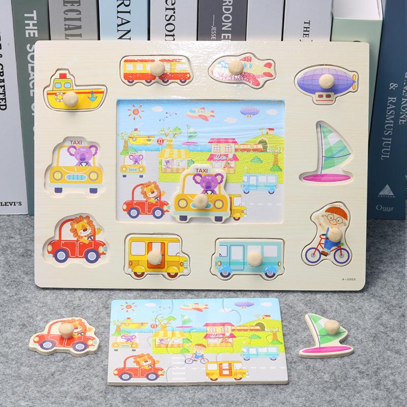 Children'S Montessori Early Education Panel Hand Grab Board 1-2 Years Old 3 Babies Wooden Puzzles Enlightenment Cognitive Pairing Educational Toys