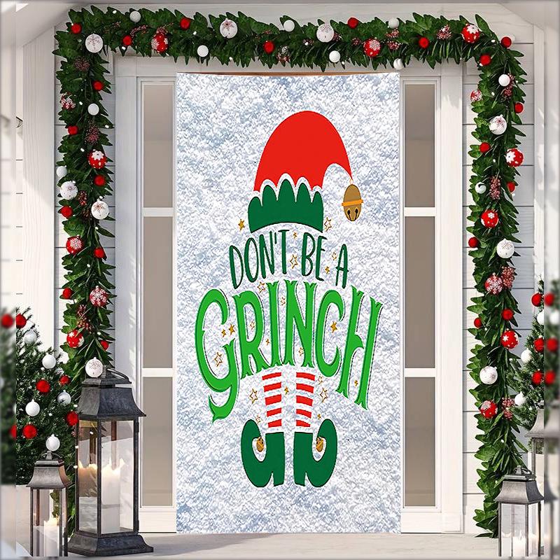 Stretch Fabric Christmas Door Tapestry - Santa Claus Gift Background for Holiday Parties