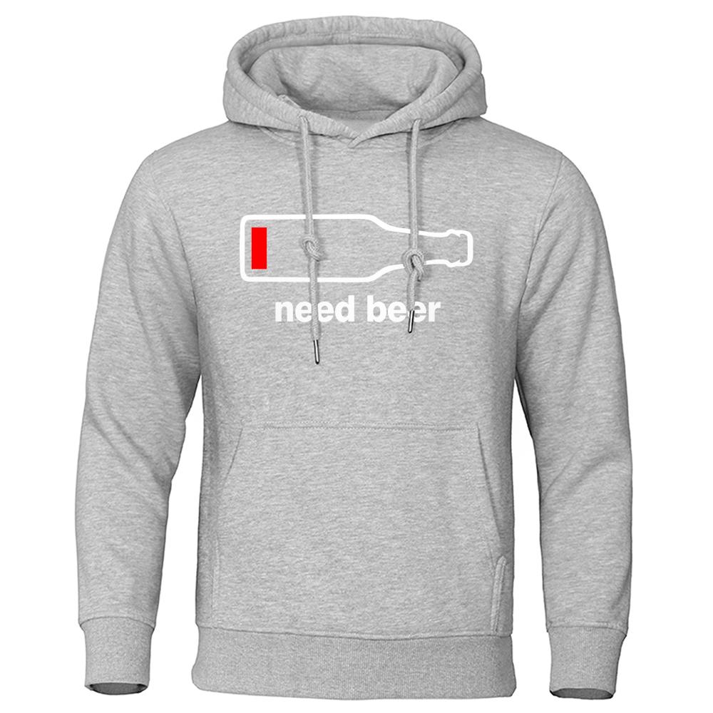 Need Beer An Empty Beer Bottle Printing Hoodie Mens Hip Hop Fashion Streetwear Casual Warm Clothing Loose Pullovers Men Hoodies