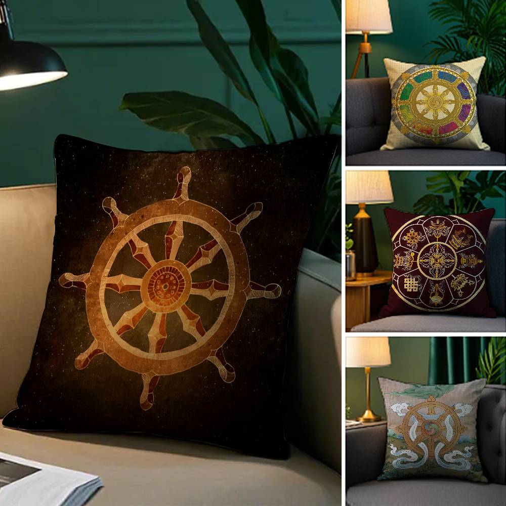 Reincarnation Print Six Paths of Reincarnation Pillow Case Comfort Sofa Bed Silky Elegant Invisible Zipper Decorative Cushion