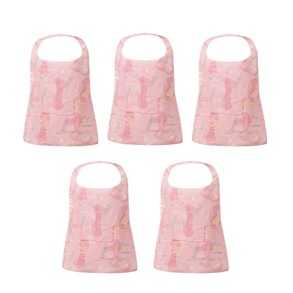 

5Pcs/Bag Portable Printed Disposable Aprons Non Woven Oil-proof Cooking Apron Anti-fouling Bib for Restaurant Home Supplies