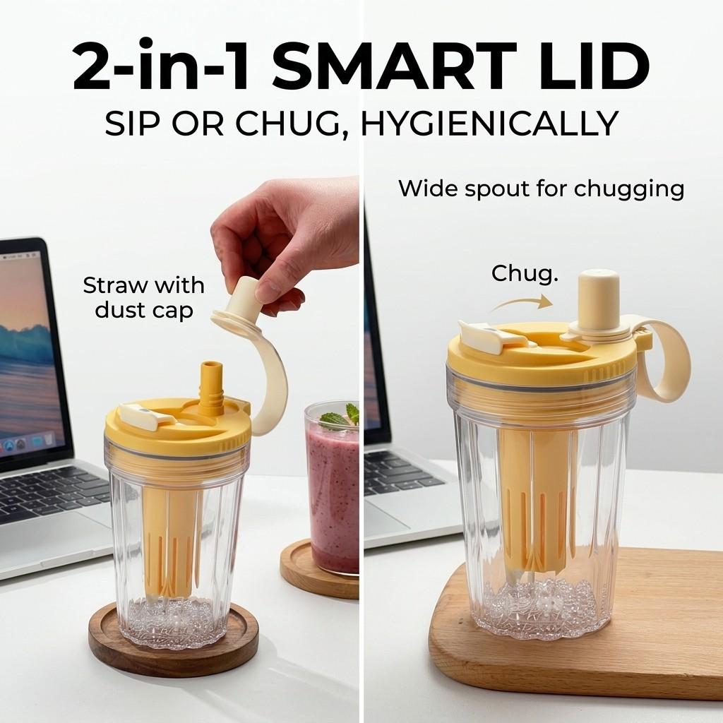 Leak-proof Water Bottle Reusable Straw Water Cup Outdoor Sport Portable Transparent Plastic Drinking Bottle With Tea Strainer