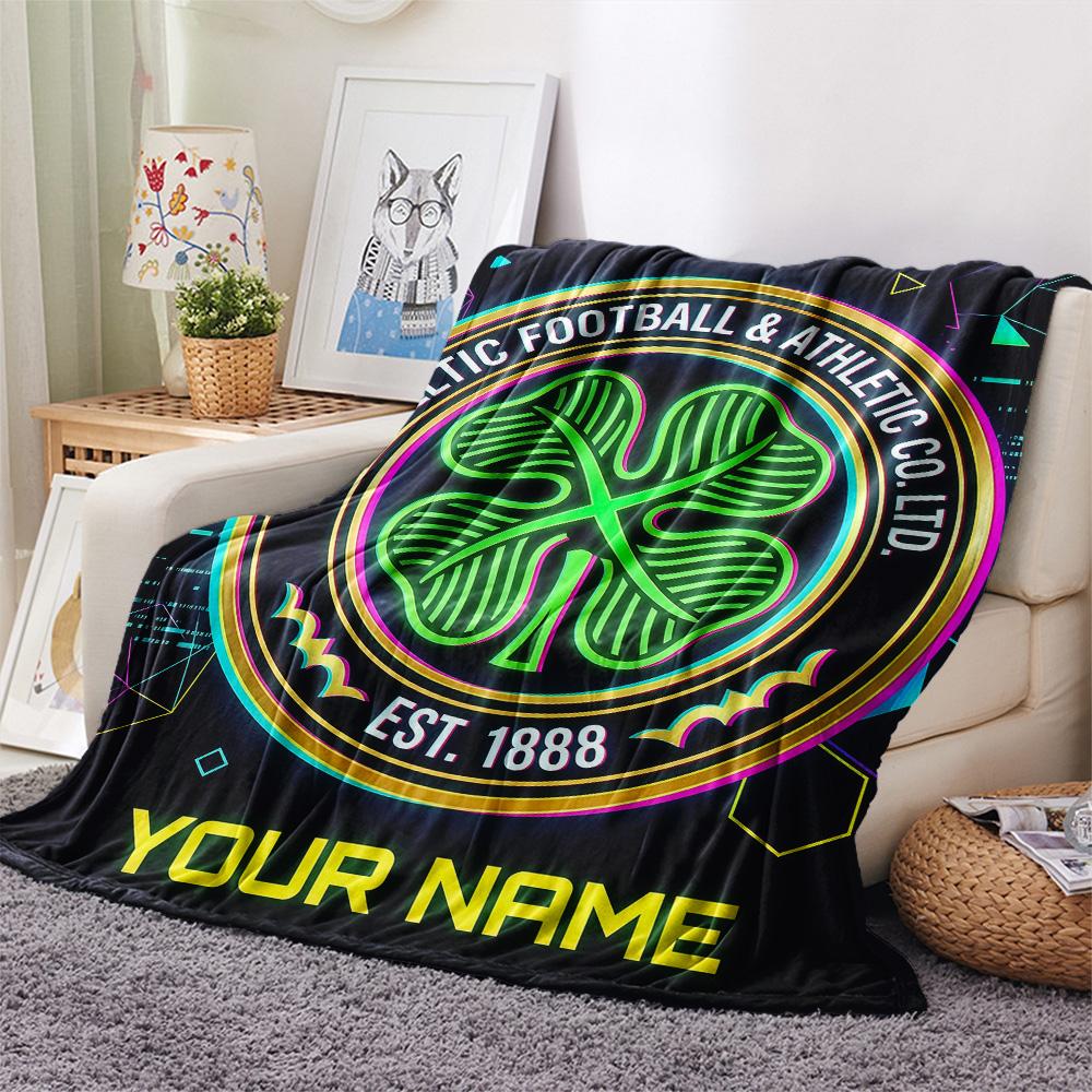 Custom Name The Celtic Football Club Flannel Blanket, High quality Comfortable for All Seasons, Home Decor, Warmth and Comfort