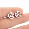 Cute Ballet Earings Women Jewelry Minimalist Puzzle Dinosaur Map Wave Cat Stainless Steel Stud Earrings Girls Pendientes