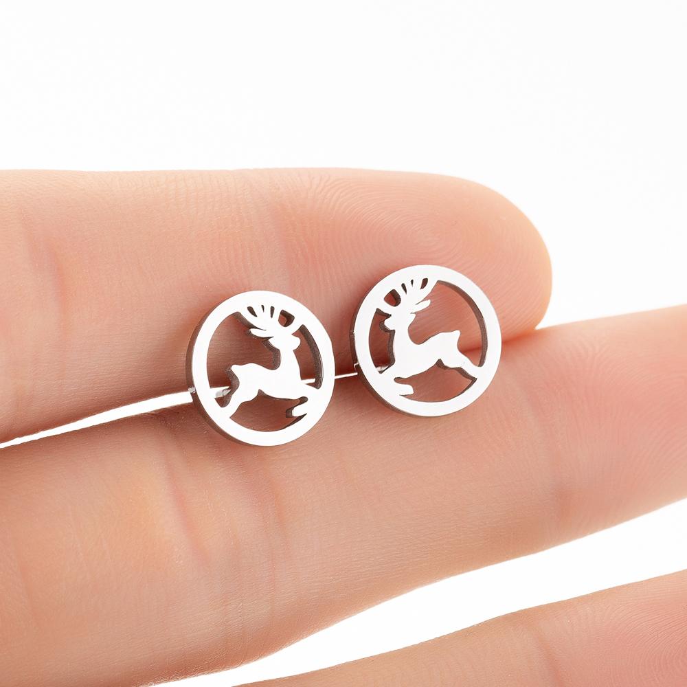 Cute Ballet Earings Women Jewelry Minimalist Puzzle Dinosaur Map Wave Cat Stainless Steel Stud Earrings Girls Pendientes