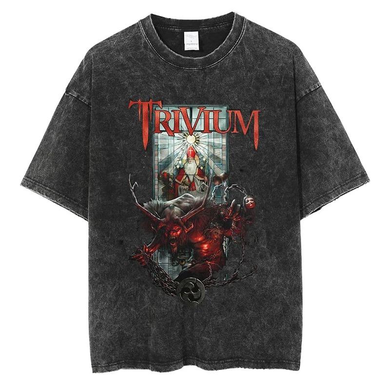 Rock Trivium Shogun Album Tričko Kvalitní Bavlna Oversized Vintage Černé Krátký Rukáv Trička Móda Muži Ženy Streetwear