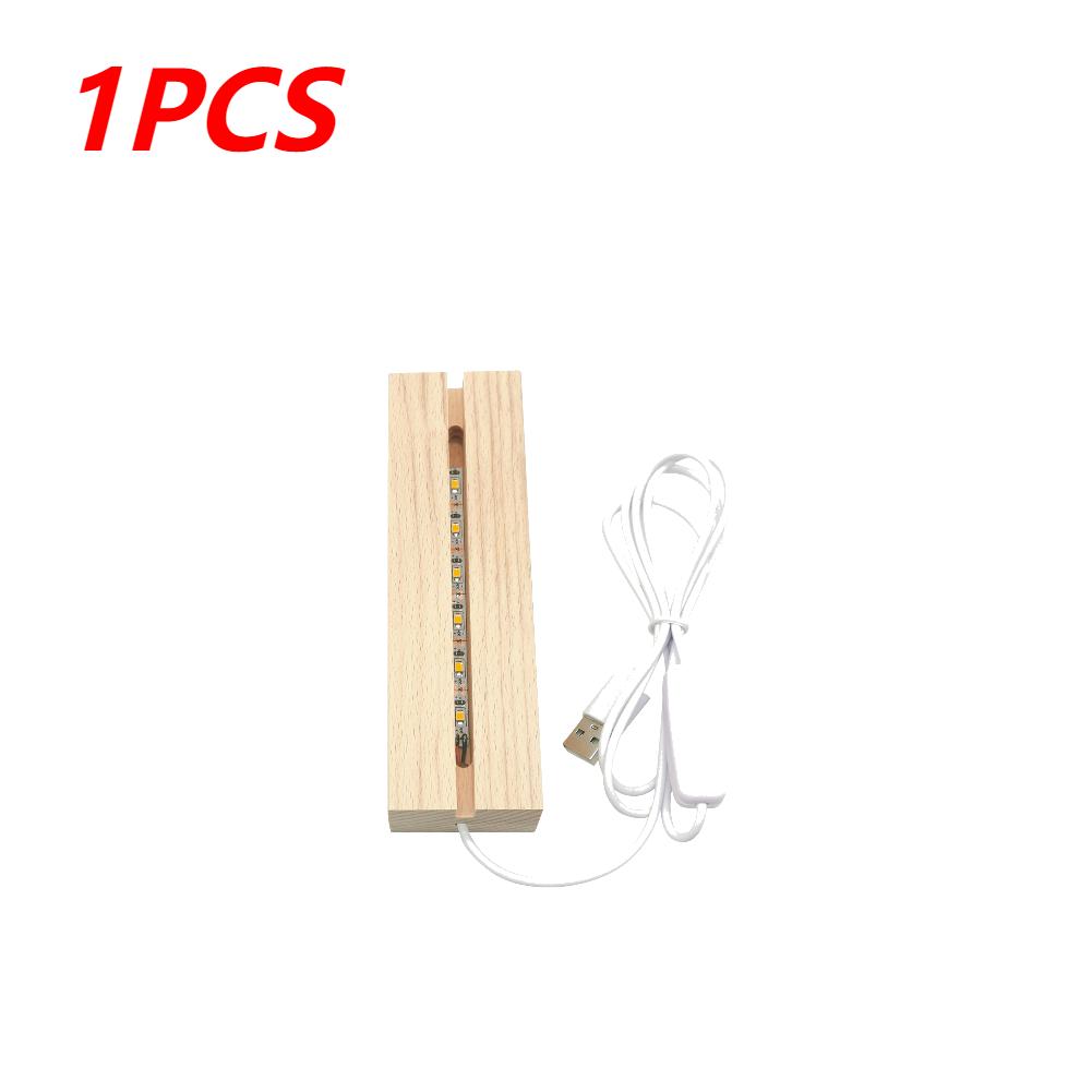 1-20PCS Rectangular Wooden Led Lights Display Base Stand 3D Acrylic Plexiglass Epoxy Resin Letter Lamp Bedside Night Lights