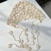 Sweet Tassel Hollowed Out Knitted Hat Elegant Floral Crochet Flower Hat Thin Korean Bohemian Style Beanies Outdoor