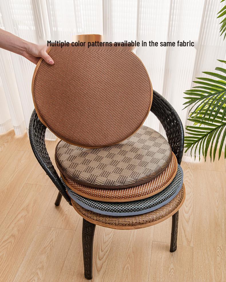 Non-slip Washable Ice Silk Rattan Round Seat Cushion for Dining Chair