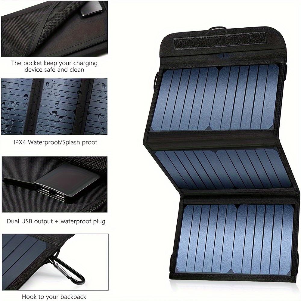 Portable Solar Charger, Solar Panel Charger Suitable for Mobile Phones, with Dual USB Output, Foldable Camping Solar Panel