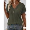 Exquisite Ribbed Round Neck Notched T-shirts Comfortable and Versatile Cashmere Short Sleeved Women's T-shirts