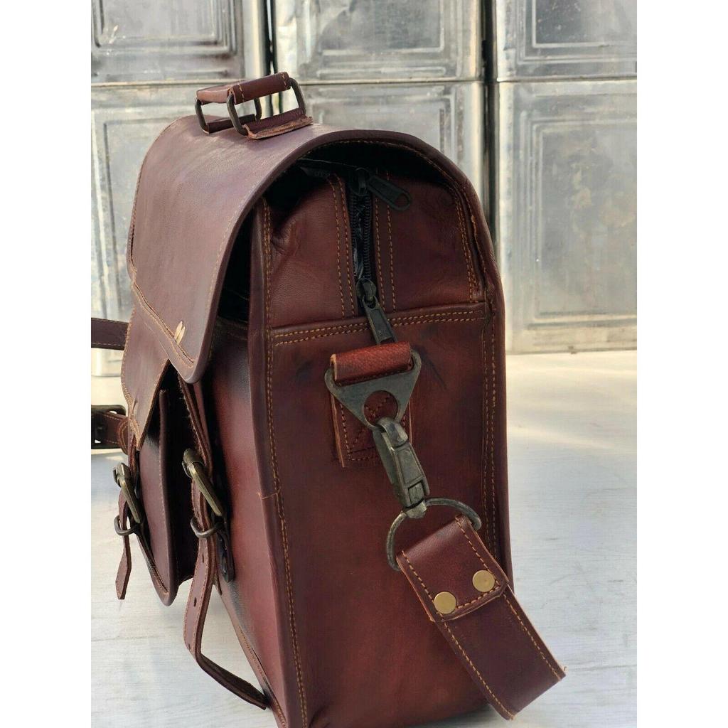 Leather Vintage Large Messenger Shoulder Laptop Bag Briefcase" Men's