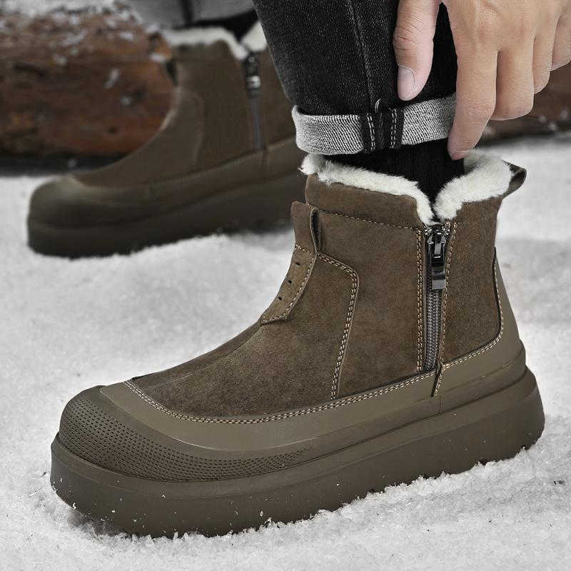 New Men's  Warm Cotton Shoe Men's Winter Slip-on Snow Boots Men for Work Ankle Boots Male Winter Thick Bottom Outdoor Casual Shoes