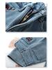 Women's Fleece-Lined Light Color Jeans: 2024 Autumn/Winter Wide Leg, Straight-Leg Mop Pants