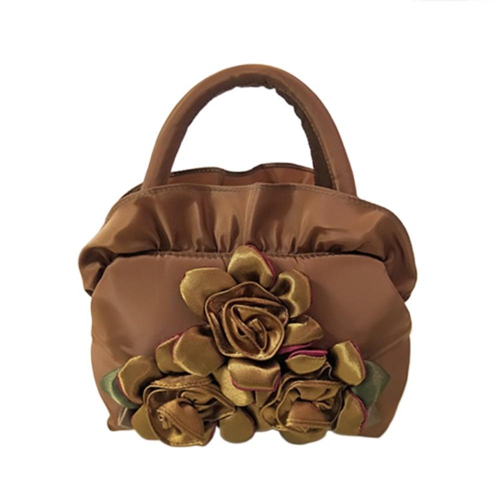 Satin Silk Hanfu Flower Drawstrings Bag Ruffle Small Purse Wallet Rose Flower Handbag  Ladies/Girls