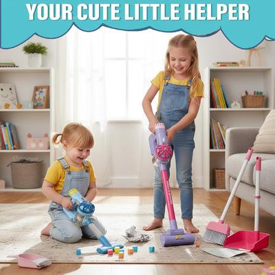 Kids Vacuum Cleaner Toy Realistic Pretend Play Cleaning Toys Educational Housekeeping Learning Gifts for Toddlers Boys Girls