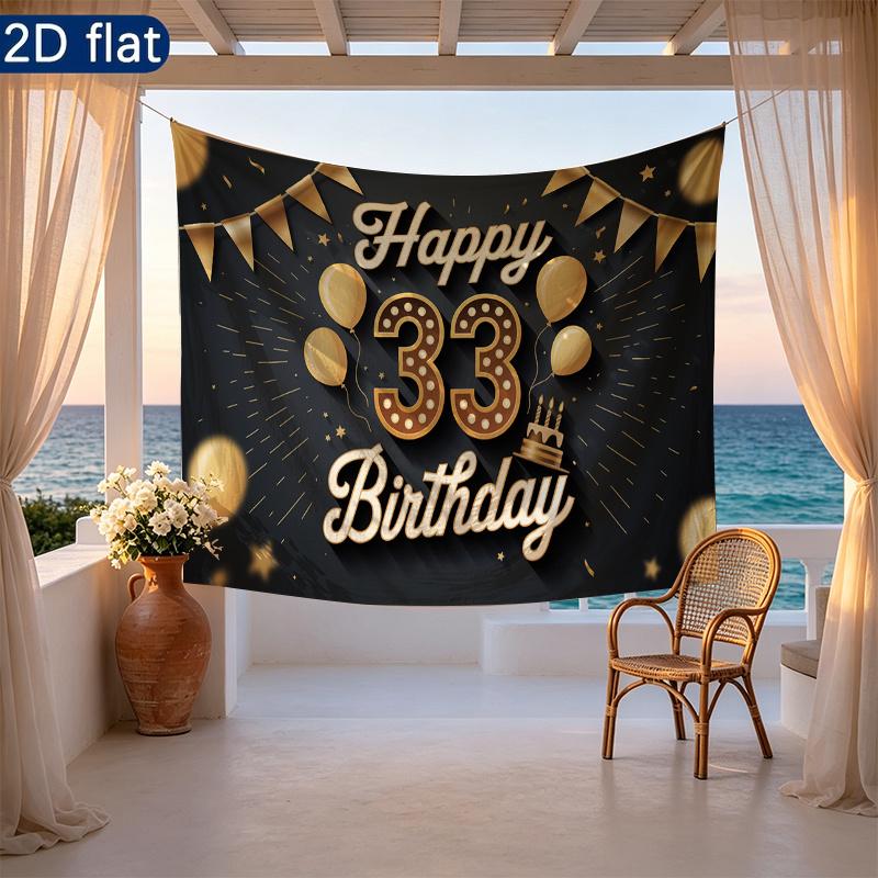 1pc Birthday & Wedding 33rd Number Elegant Hanging Banner