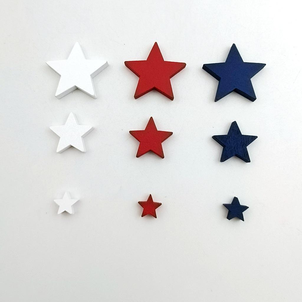 

Independence Day Theme 3-Color Wooden Star Decorations, 10-30mm, 120 pcs/bag