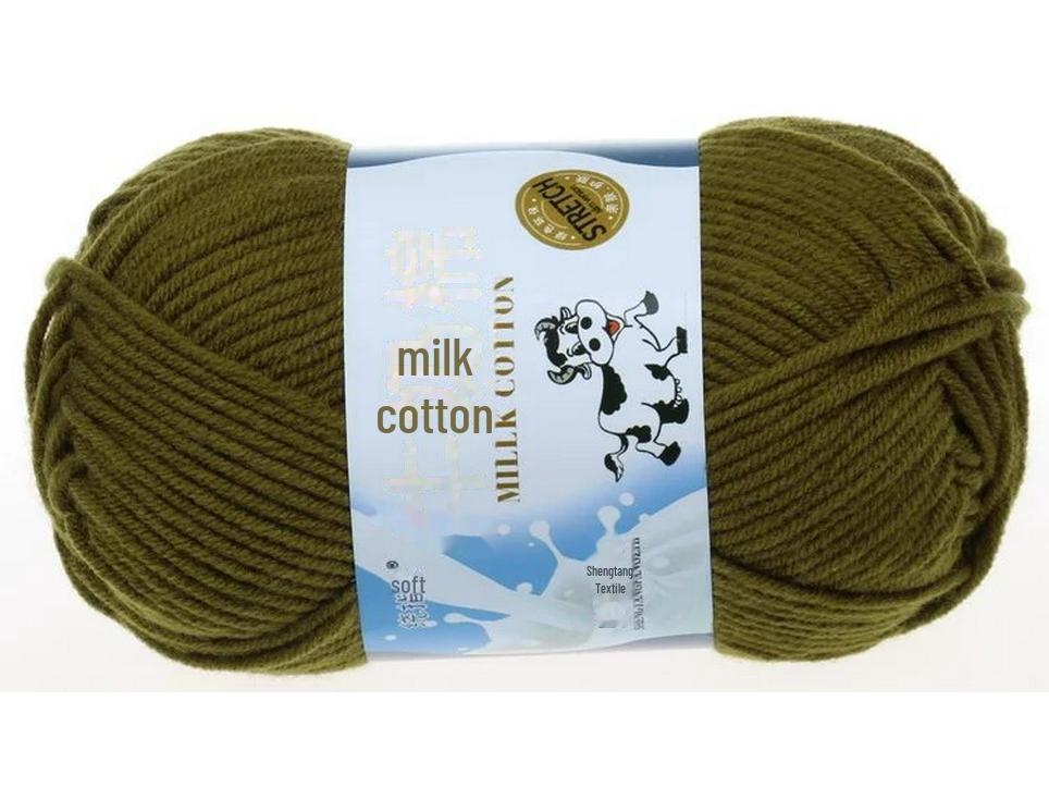 5-Strand Milk Cotton Baby Wool Hat & Scarf Hand-Woven Medium-Thick Yarn Set