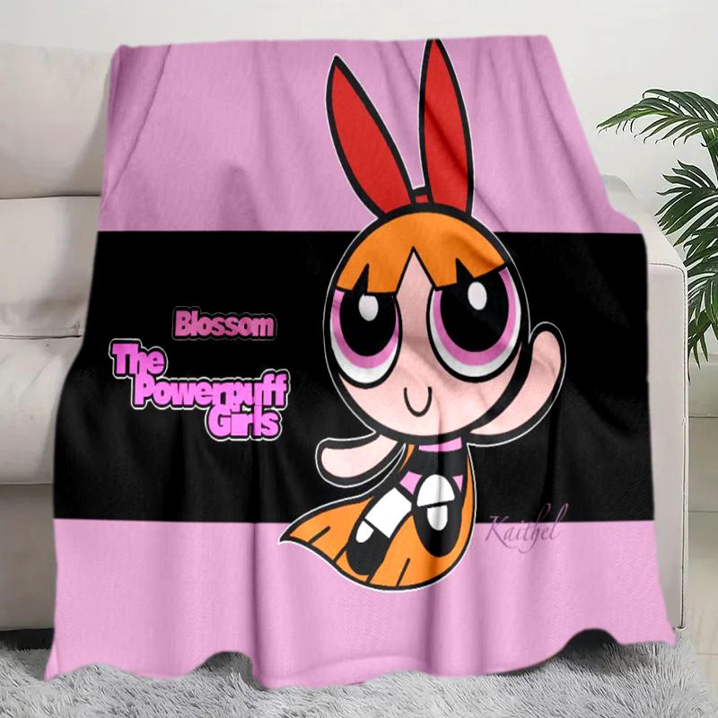 1PC The Powerpuff Girls printed blanket, all season lightweight home office outdoor nap multifunctional blanket A3
