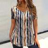 Summer V-neck Short Sleeve Tops 3D Patchwork Print Outdoor Casual Oversized Clothing T-shirts