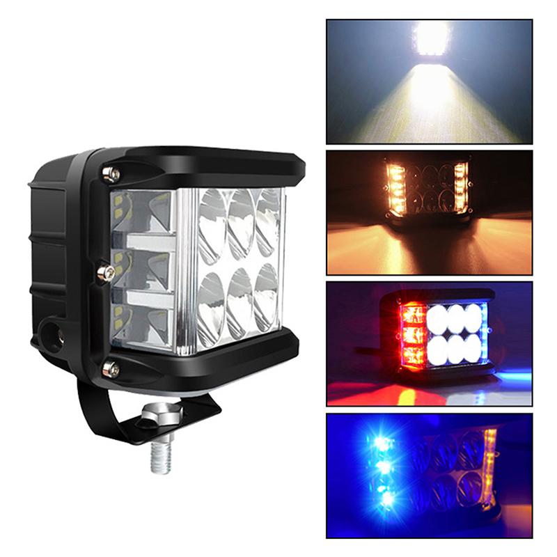 4"Led Work Dual Side Shooter Pod White & Amber Strobe Lamp Off Road Flashing Light For Car Truck Pickup Boat Suv