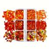 1 Set Shiny Mix Laser Nail Flakes 3D Leaf Nail Decoration 6 Grids Holographic Red Leaves Nail Glitter Sequins