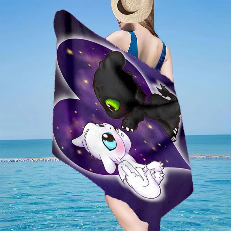 Dragon's Glimmering Fish Beach Towel, Super Soft Microfiber, Gift for Her/Him, Birthday, for Pool, Beach, Travel, Home Decor Fan gifts