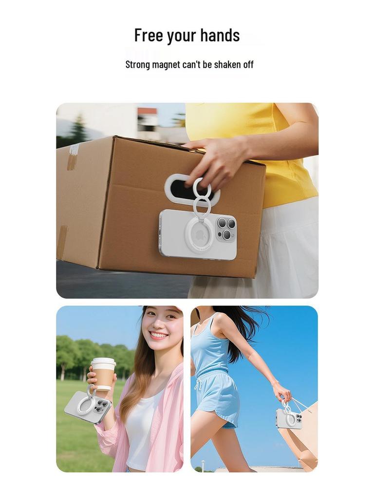 Magnetic 360° Rotating Dual-Sided Phone Holder with Folding Ring Support