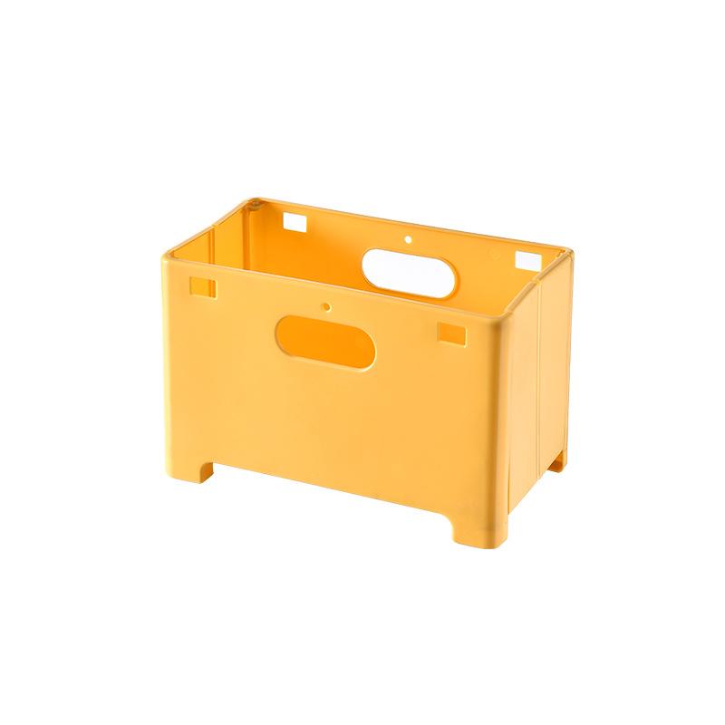 Foldable Wall-Mounted Plastic Dirty Clothes Laundry Storage Basket Punch-Free Home Bathroom Sundries Organizer with 2 Hooks