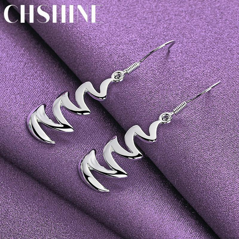 925 Sterling Silber Welle Muster Ohrringe Für Frauen Mode Charm Schmuck