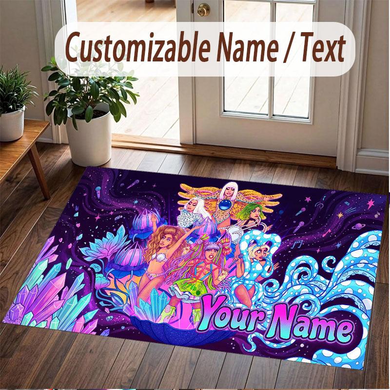Custom Name Crystal Velvet Rug,Lady Gaga Comfortable Anti Slip Floor Mat For Room Decoration