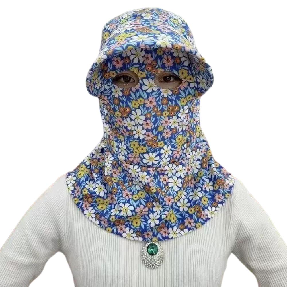 

Breathable Floral Sun Hat with Face Cover, Full Coverage UV Protection for Gardening, Farming, Hiking & Travel