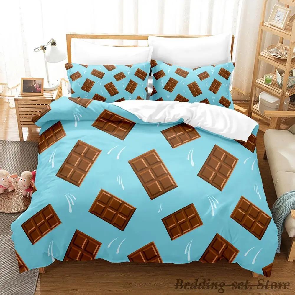 

Комплект постельного белья с шоколадным узором, односпальная кровать, двуспальная кровать размера «king-size», комплект постельного белья для взрослых и детей, комплект пододеяльников в стиле аниме 70x133cm 2pcs