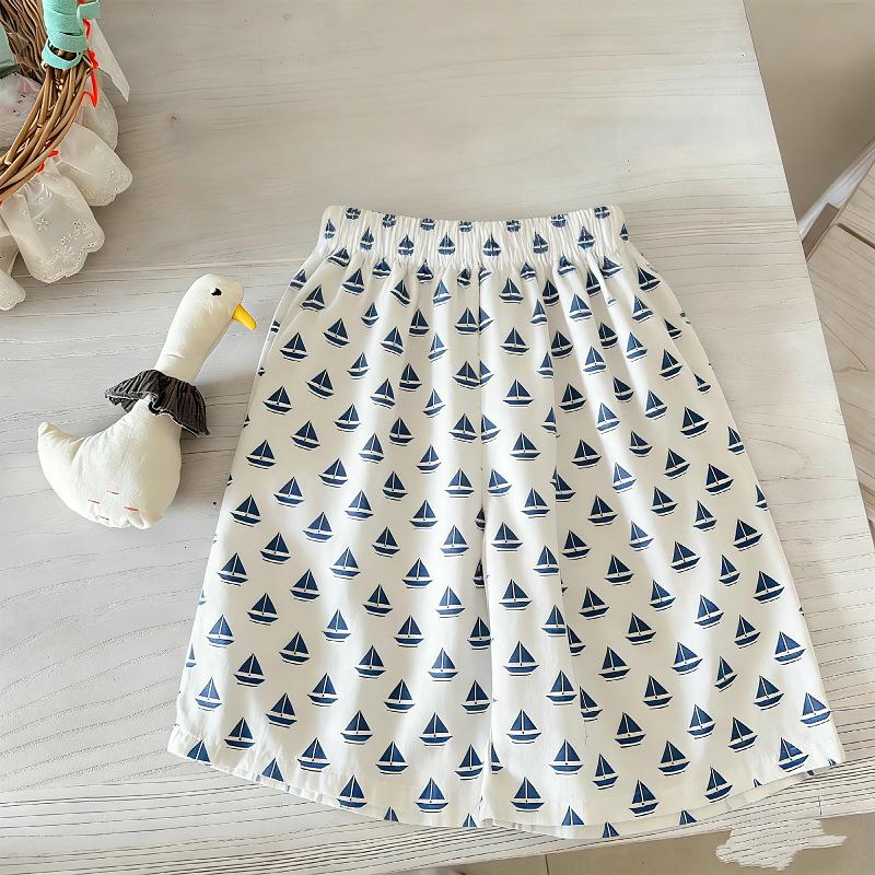 Girls' Summer Sports Sleeveless Top & Wide-Leg Pants Two-Piece Set