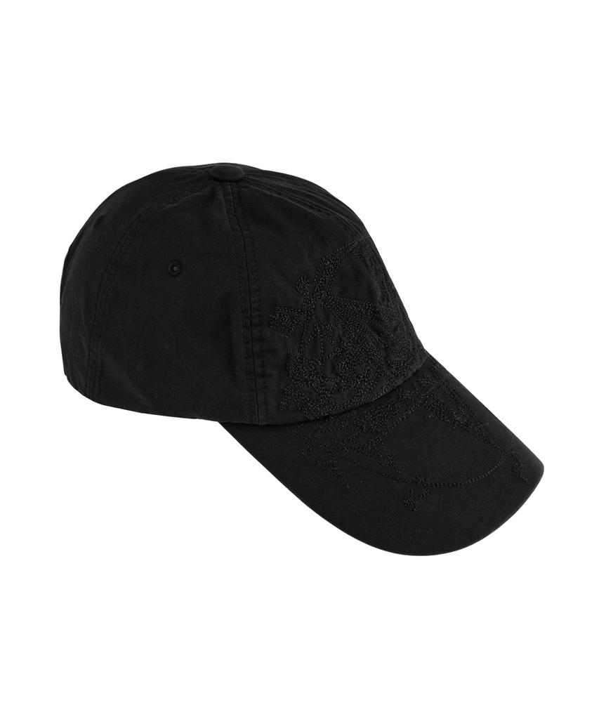Emoseutaenseukeulleob Pentagram Embroidered Cap - Black