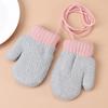 Children's Winter Plus Velvet Gloves Small Children's Bag Finger Halter Neck Yarn Warm Knitted Gloves Baby Solid Color Simple Gloves