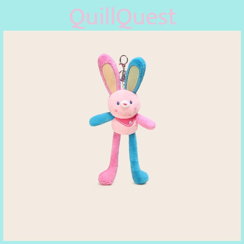 Cute Cartoon Color Blocked Rabbit Plush Toy Pendant With Stretchable Ears For Kids And Teens