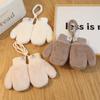 New Christmas Elf Cartoon Deer Baby Mittens Kids Winter Gloves Neck Hanging Gloves Plush Thick for Children Young Boys Girls