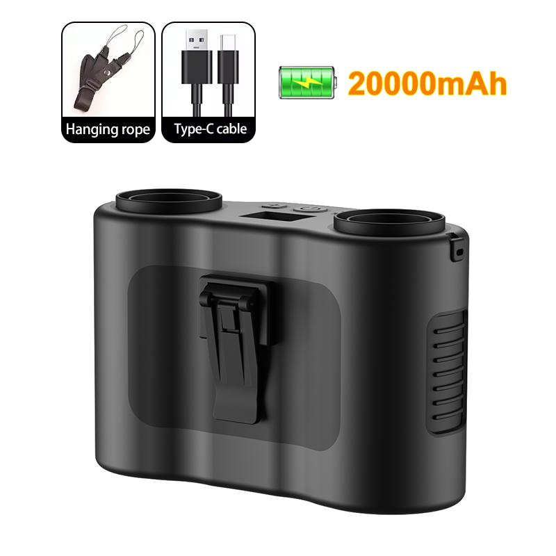 

Портативный поясной вентилятор 20000 мАч, уличный подвесной шейный вентилятор с повербанком, 5 режимов сильного ветра, портативный поясной вентилятор с клипсой для спорта и работы чёрный