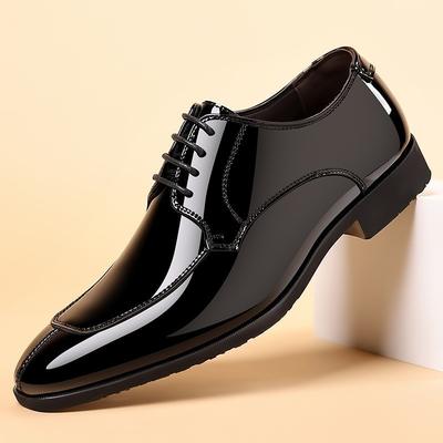 Fashion Mens Dress Shoes Luxury Patent Leather Business Shoes Pointed Toe Casual Office Shoes for Men Lace Up Oxfords Wedding Party Shoe