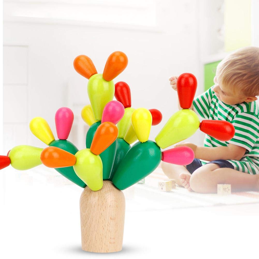 Cactus Toy, Kids Cactus Balance Stacking Toy, Wooden Kids Puzzle Balancing Cactus Toy Building Blocks